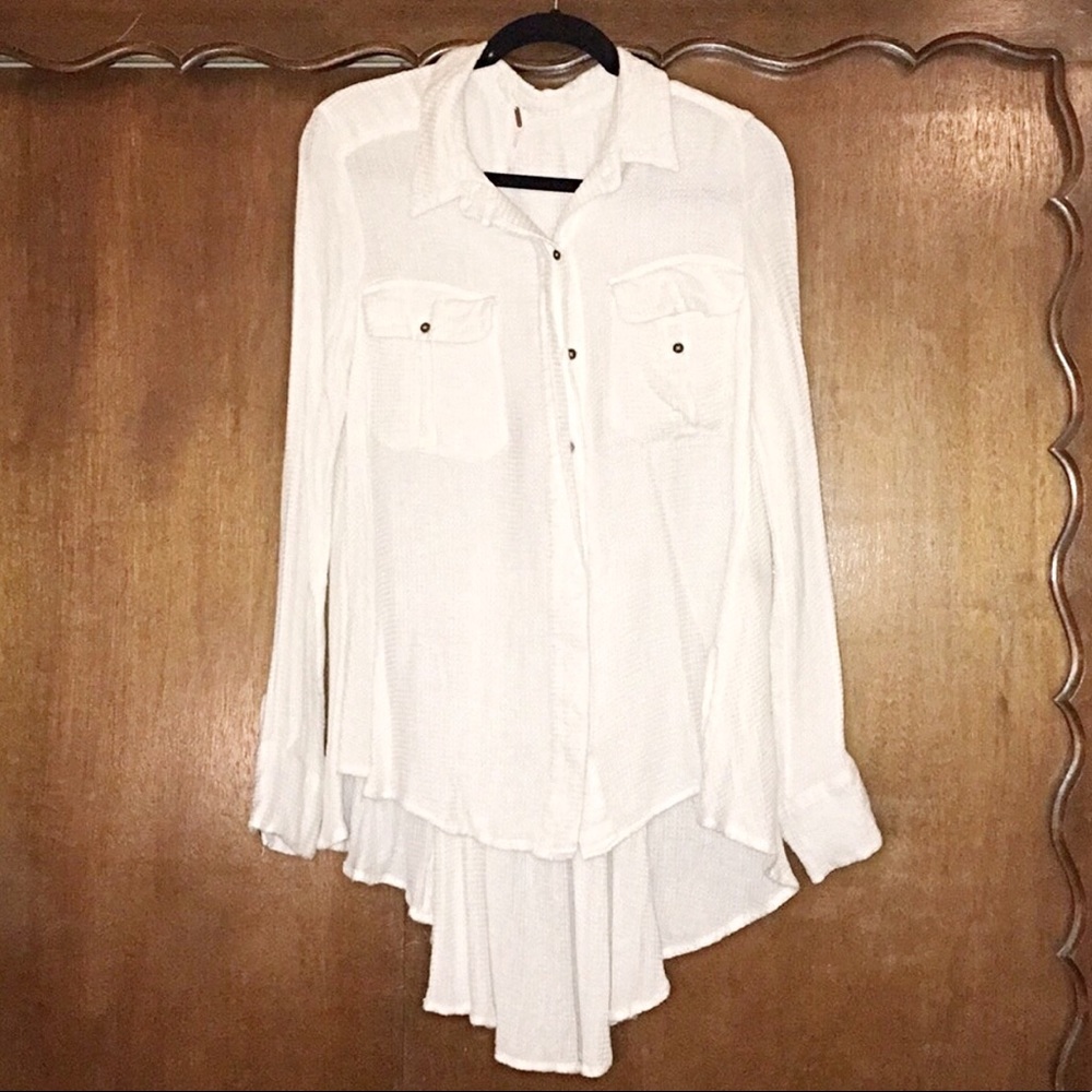 Free People high low button down